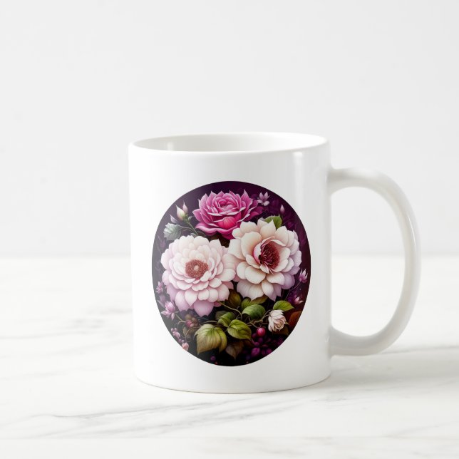 Personlig Rosa ros Blommigt Kaffemugg (Höger)