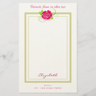 Personlig Rosa ros Business Brevpapper