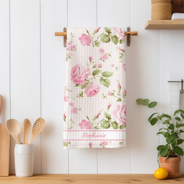 Personlig Rosa ros Kökshandduk (Skapare uppladdad)