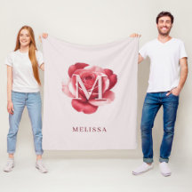 Personlig Rosa Ros Monogram Namn Elegant Krämfärga
