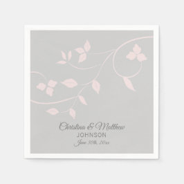 Personlig  Rosa ros och Grått (Grått) Bröllop Pappersservett