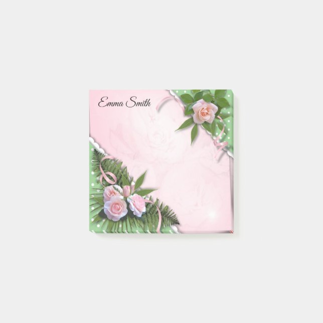 Personlig Rosa ros Post-it Notes (Framsida)