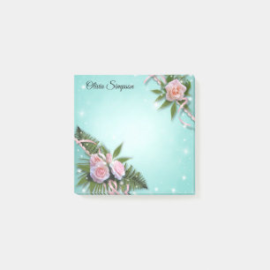 Personlig Rosa ros Post-it Notes Block