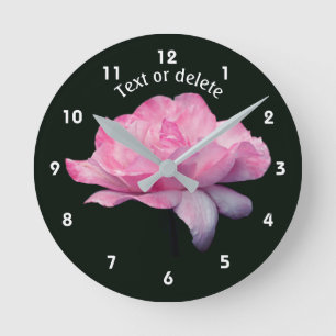 Personlig Rosa Rosblomma Rund Klocka