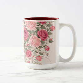 Personlig rosa rosblommig hår Kvinnlig Elegant Två-Tonad Mugg