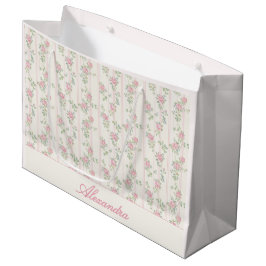 Personlig rosa rosblommig presentväska