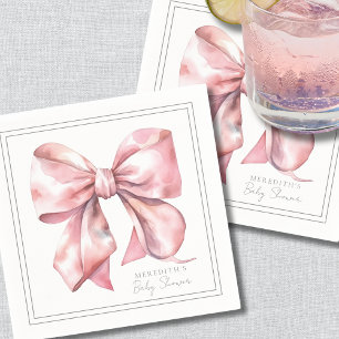 Personlig Rosa Rosett Babyfirande Pappersservett