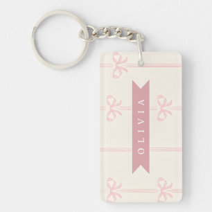 Personlig Rosa Rosett Namn Present Elegant Coquett Nyckelring