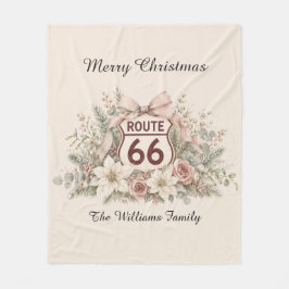 Personlig rosa Route 66 julfamilj Fleecefilt
