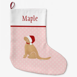 Personlig Rosa Santa Hund, julklapp Stor Julstrumpa