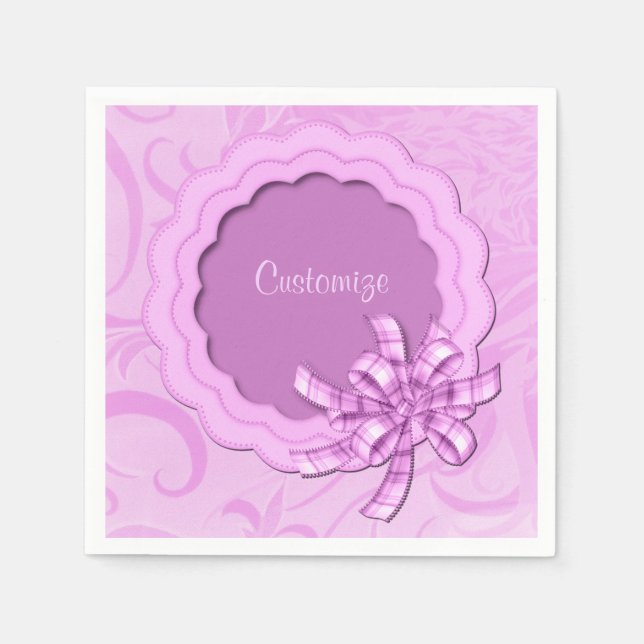 Personlig Rosa Scalloped Ram Napkins Pappersservett (Framsidan)