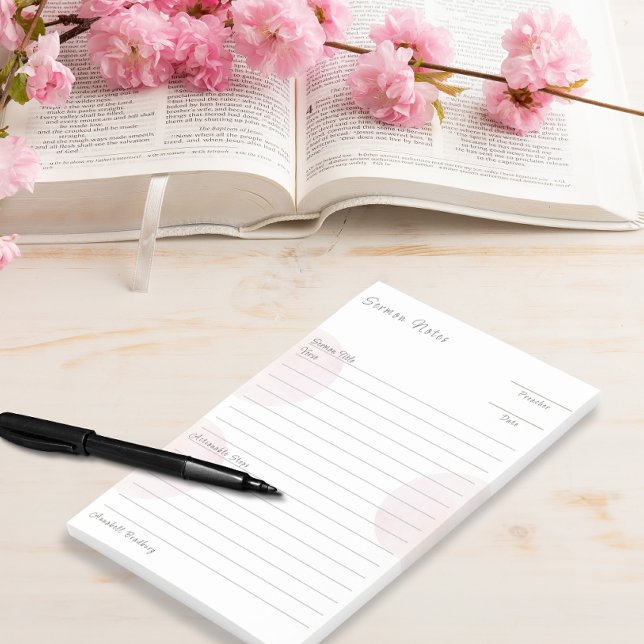 Personlig Rosa Sermon Notes - rad Post-it Block (Skapare uppladdad)