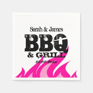 Personlig rosa-servetter för BBQ-bröllopsfest Pappersservett