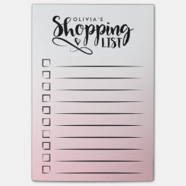Personlig Rosa Shopping List Post-it Block