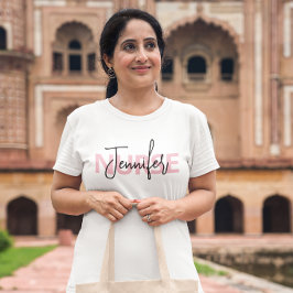 Personlig Rosa Sjuksköterska Typografi T Shirt