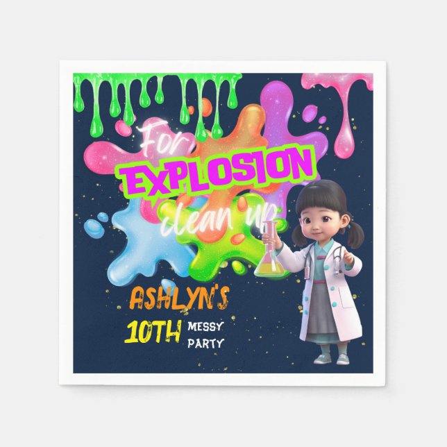 Personlig Rosa Slime Asian Girl Scientist Pappersservett (Framsidan)