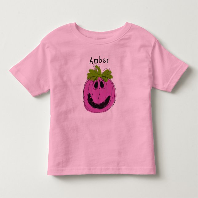 Personlig Rosa Småbarn Halloween T-Shirt (Framsida)