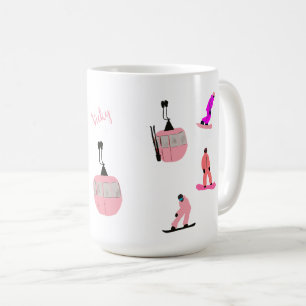 Personlig Rosa Snowboard Snowboarding Kaffemugg