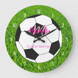 Personlig Rosa Soccer Girl Stor Klocka