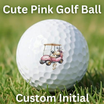 Personlig rosa söt golfvagn initial golfboll