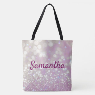 Personlig Rosa Sparkled Tote Bag Tygkasse