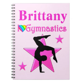 PERSONLIG ROSA STAR GYMNASTICS JOURNAL ANTECKNINGSBOK MED SPIRAL