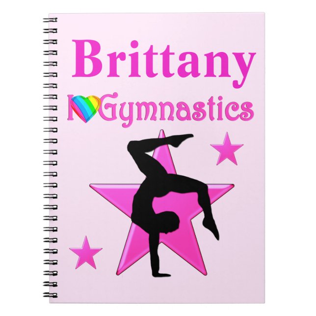 PERSONLIG ROSA STAR GYMNASTICS JOURNAL ANTECKNINGSBOK MED SPIRAL (Framsidan)