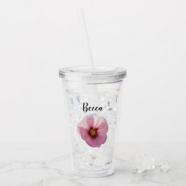 Personlig Rosa Stockrosblomma Take Away Mugg