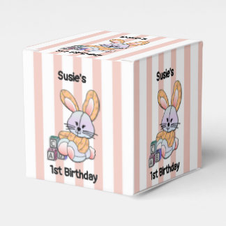Personlig Rosa Stripe Nursery Art - Bunny Presentaskar