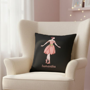 Personlig Rosa & Svart Ballerina Kudde