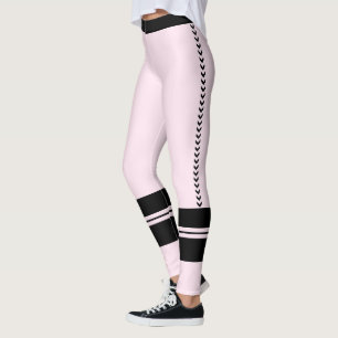 Personlig Rosa Svart Mönster Söt Randig Leggings