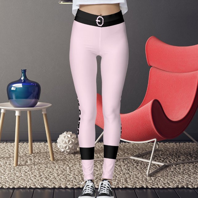 Personlig Rosa Svart Randig Kattälskare Kattmamma Leggings (Skapare uppladdad)