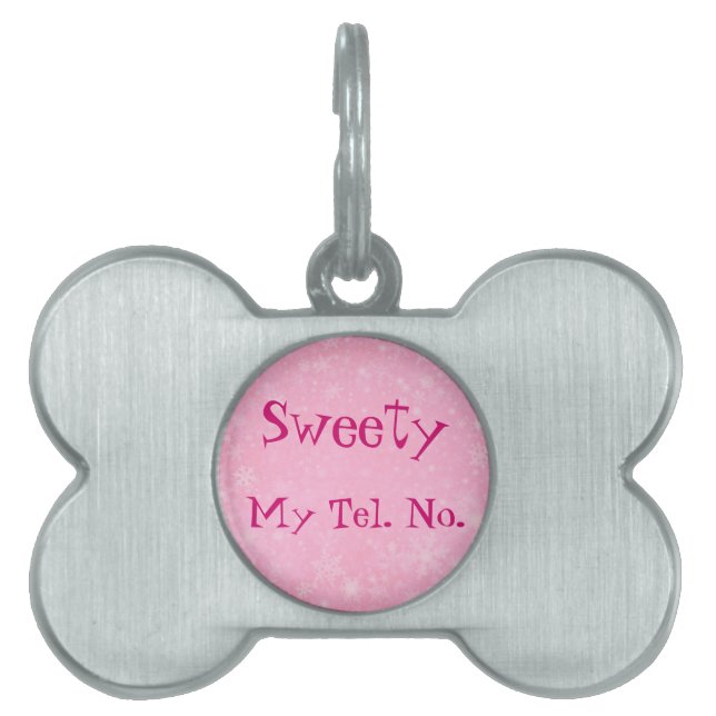 PERSONLIG ROSA SVEETY HUNDBRICKORS - PET-LEVERANSE ID-bricka HUSDJUR (Framsidan)