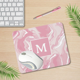 Personlig Rosa Swirl Monogram Musmatta