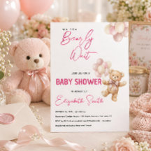Personlig rosa teddybjörn bebisshower