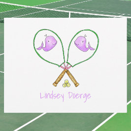 Personlig Rosa tennis Rackets med Whale Covers Anteckningskort