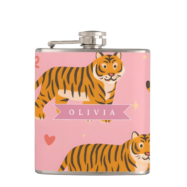 Personlig Rosa Tiger Chic Edgy Rolig Estetik Fickplunta (Framsidan)
