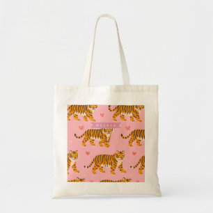 Personlig Rosa Tiger Chic Edgy Rolig Estetik Tygkasse
