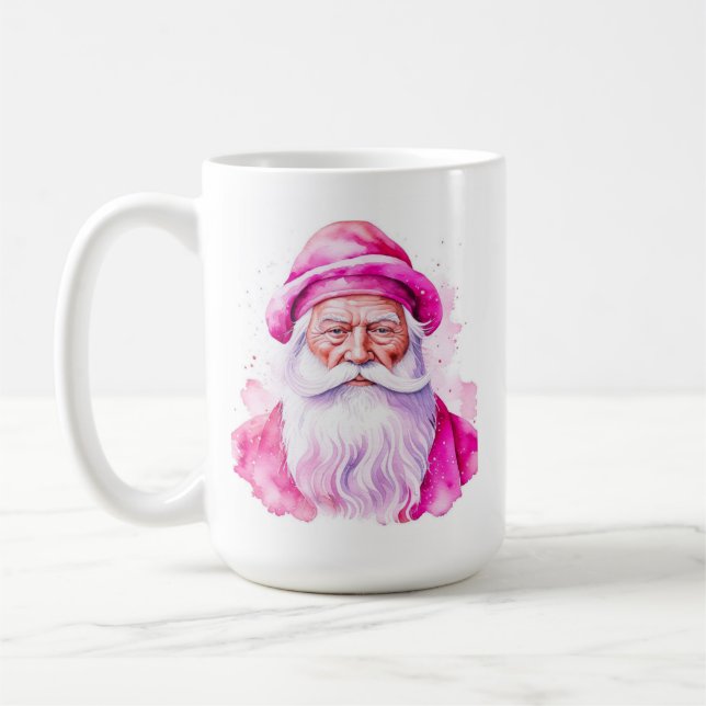 Personlig rosa tomte och snöman jul kaffemugg (Vänster)