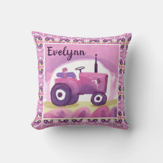 Personlig Rosa Traktor Pillow Kudde