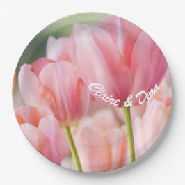 Personlig Rosa Tulip Papprare Party Tallrikar