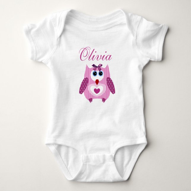 Personlig Rosa Uggla Flicka en Biet Tshirt Tee Shirt (Framsida)