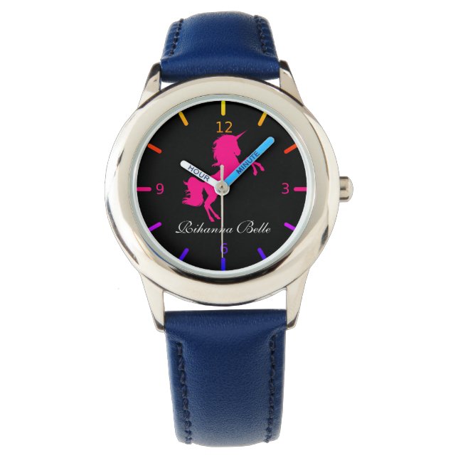 Personlig Rosa Unicorn Armbandsur (Framsida)