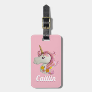 Personlig Rosa Unicorn Bagagebricka