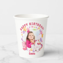 Personlig Rosa Unicorn Girl 5:e födelsedagen
