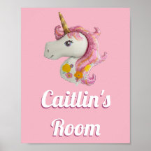Personlig Rosa Unicorn Girl's Room
