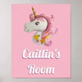 Personlig Rosa Unicorn Girl's Room Poster