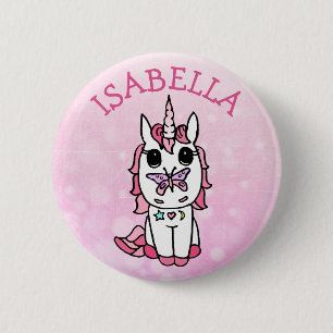 Personlig Rosa Unicorn Knapp