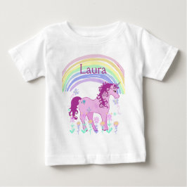 Personlig Rosa Unicorn och Rainbow Shirt T