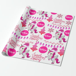 Personlig Rosa Unicorns jul Presentpapper